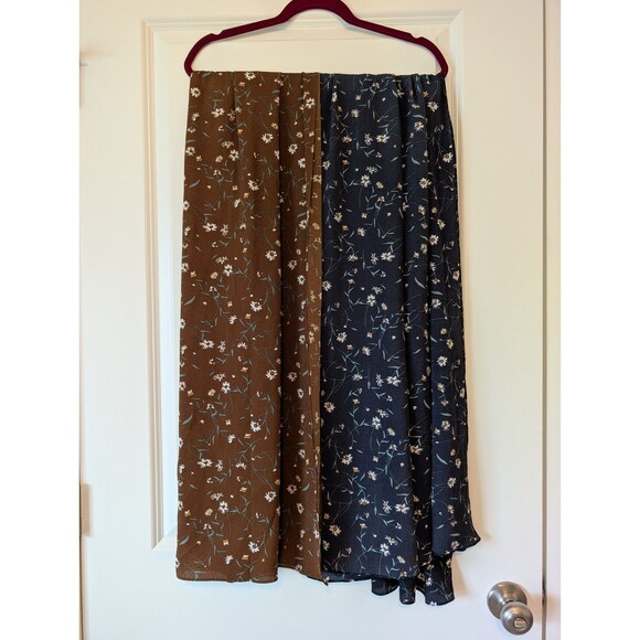 2-Pack Floral Chiffon Brown & Navy Blue Lightweight Modest Hijab Scarf Set - Picture 1 of 3